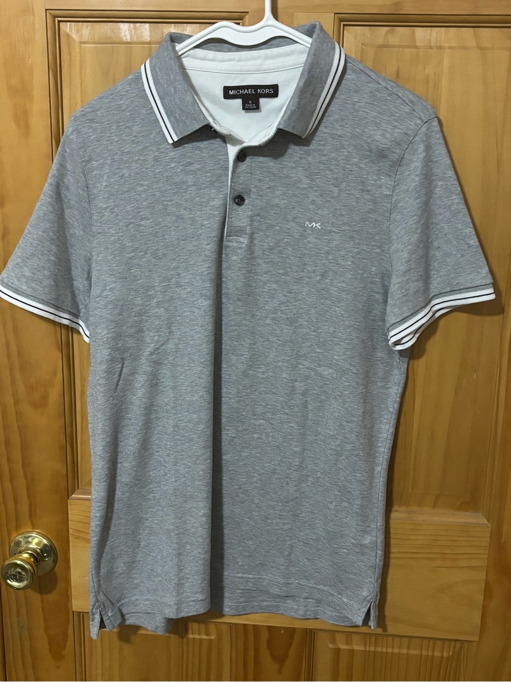Michael Kors Light Gray Polo with White Contrast Trim